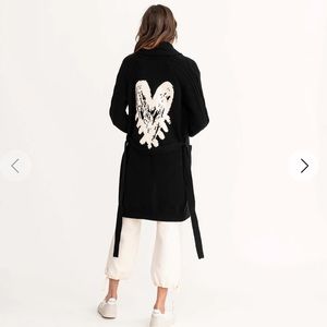 KERRI ROSENTHAL Drippy Heart Super Long Shawl Cardigan with TAGS